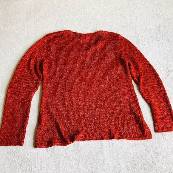 Eileen Fisher Terracotta Knit V-neck Sweater - Picture 8 of 13